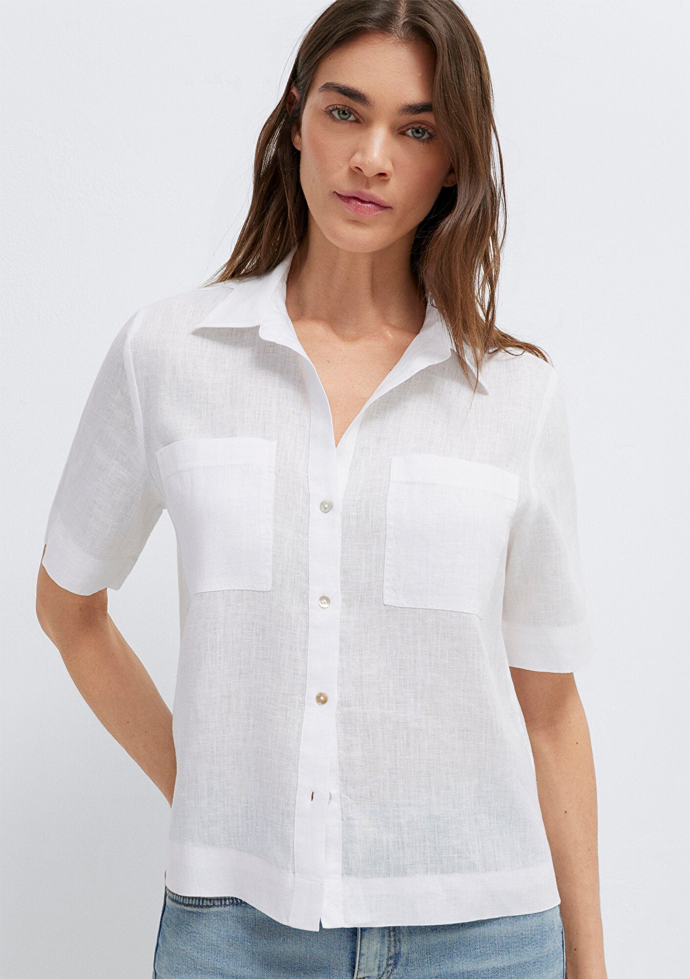 Linen Mix White Shirt