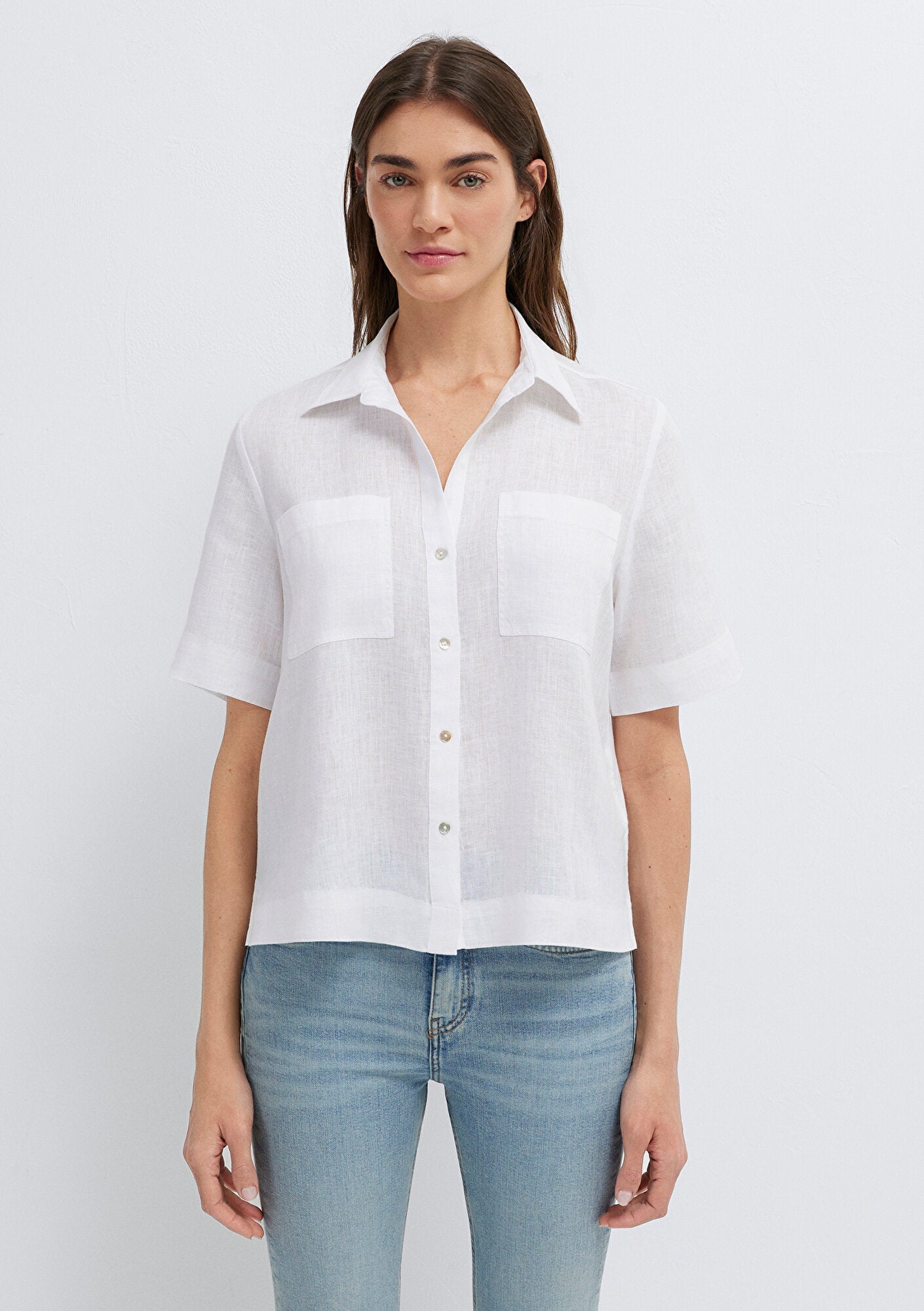 Linen Mix White Shirt