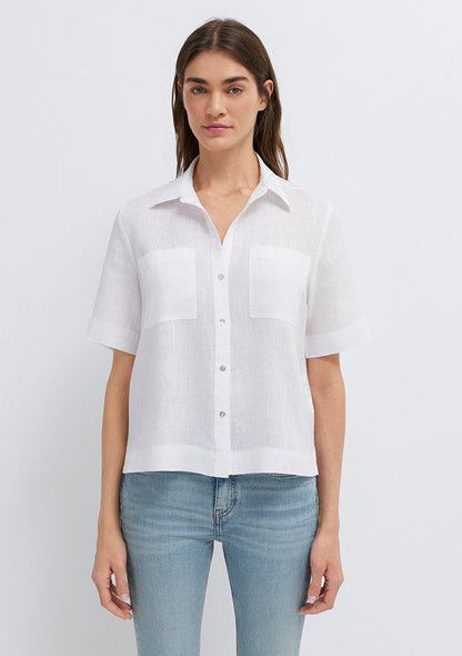 Linen Mix White Shirt