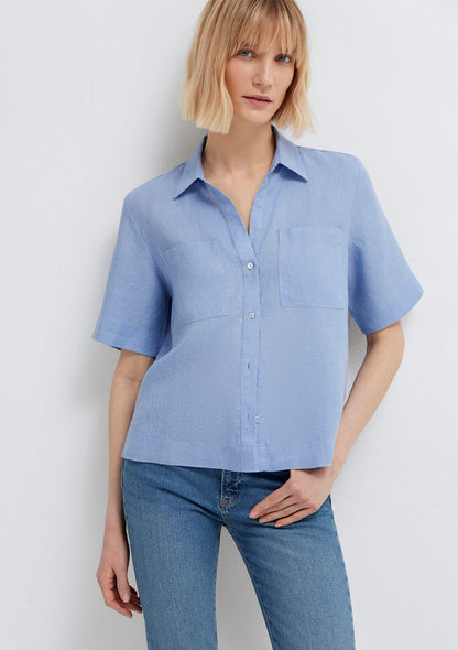 Linen Mix Blue Shirt