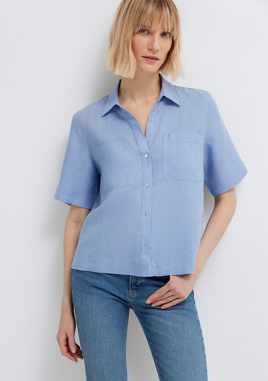 Linen Mix Blue Shirt