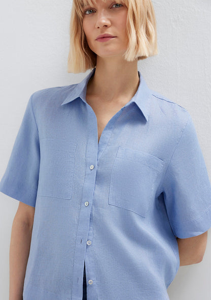 Linen Mix Blue Shirt