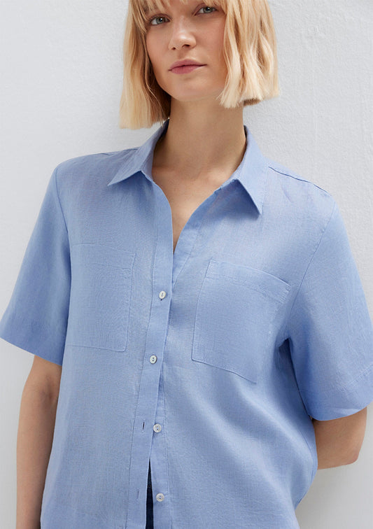 Linen Mix Blue Shirt