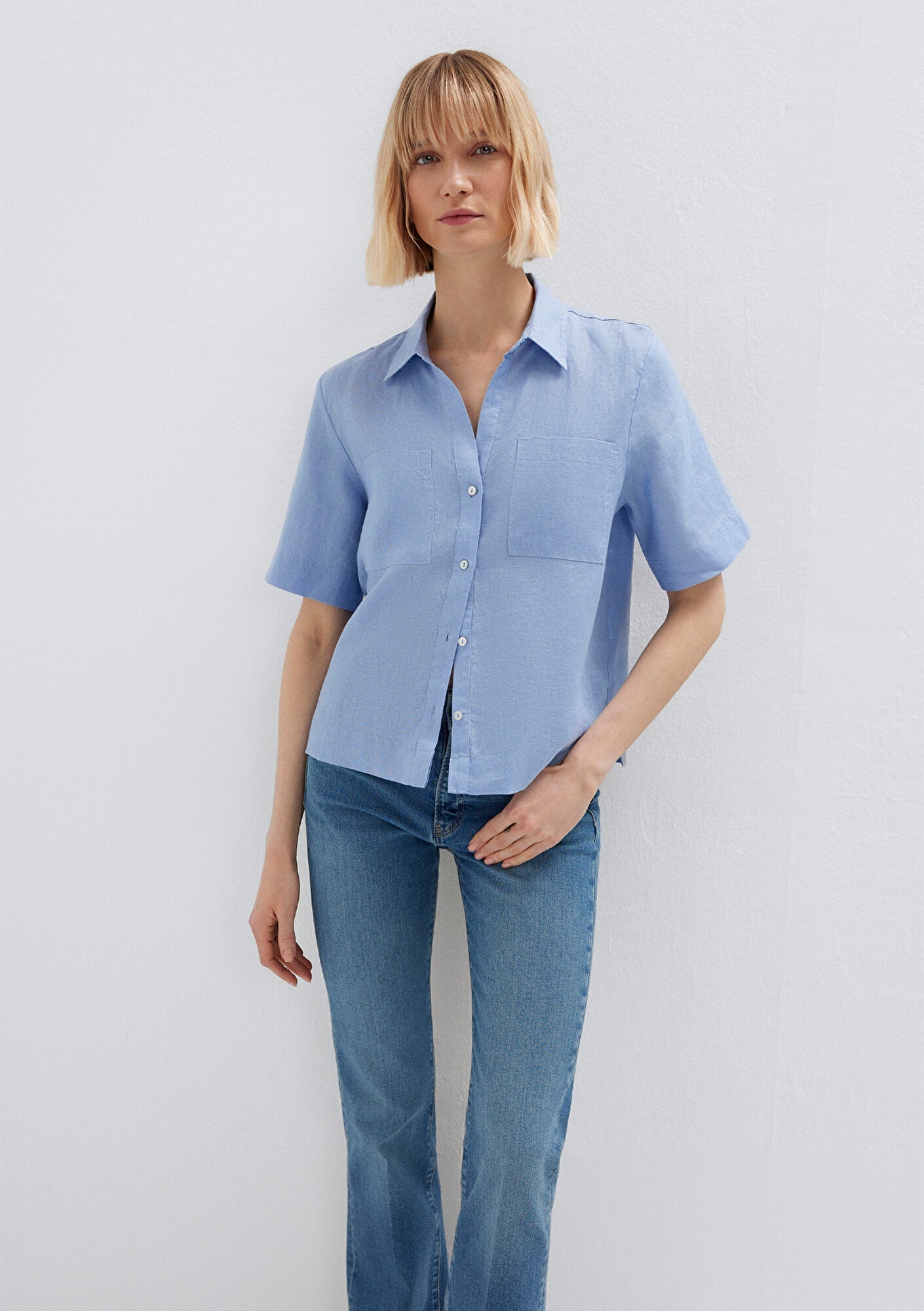 Linen Mix Blue Shirt