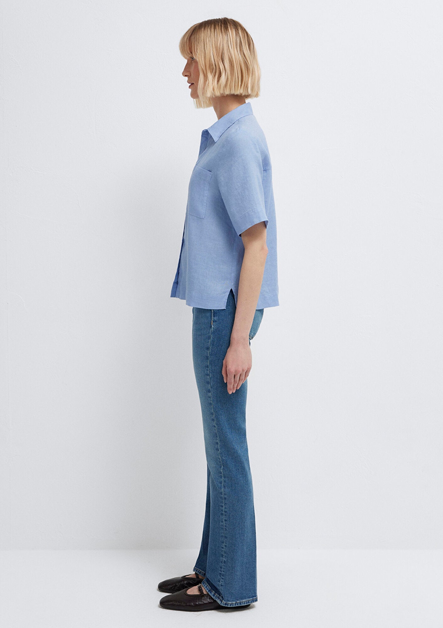 Linen Mix Blue Shirt