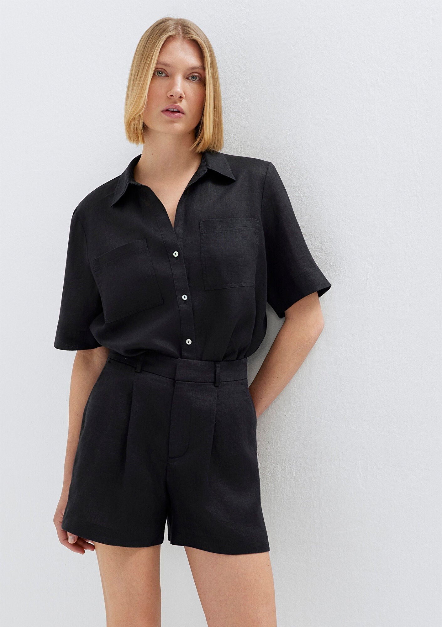 Linen Mix Black Shirt