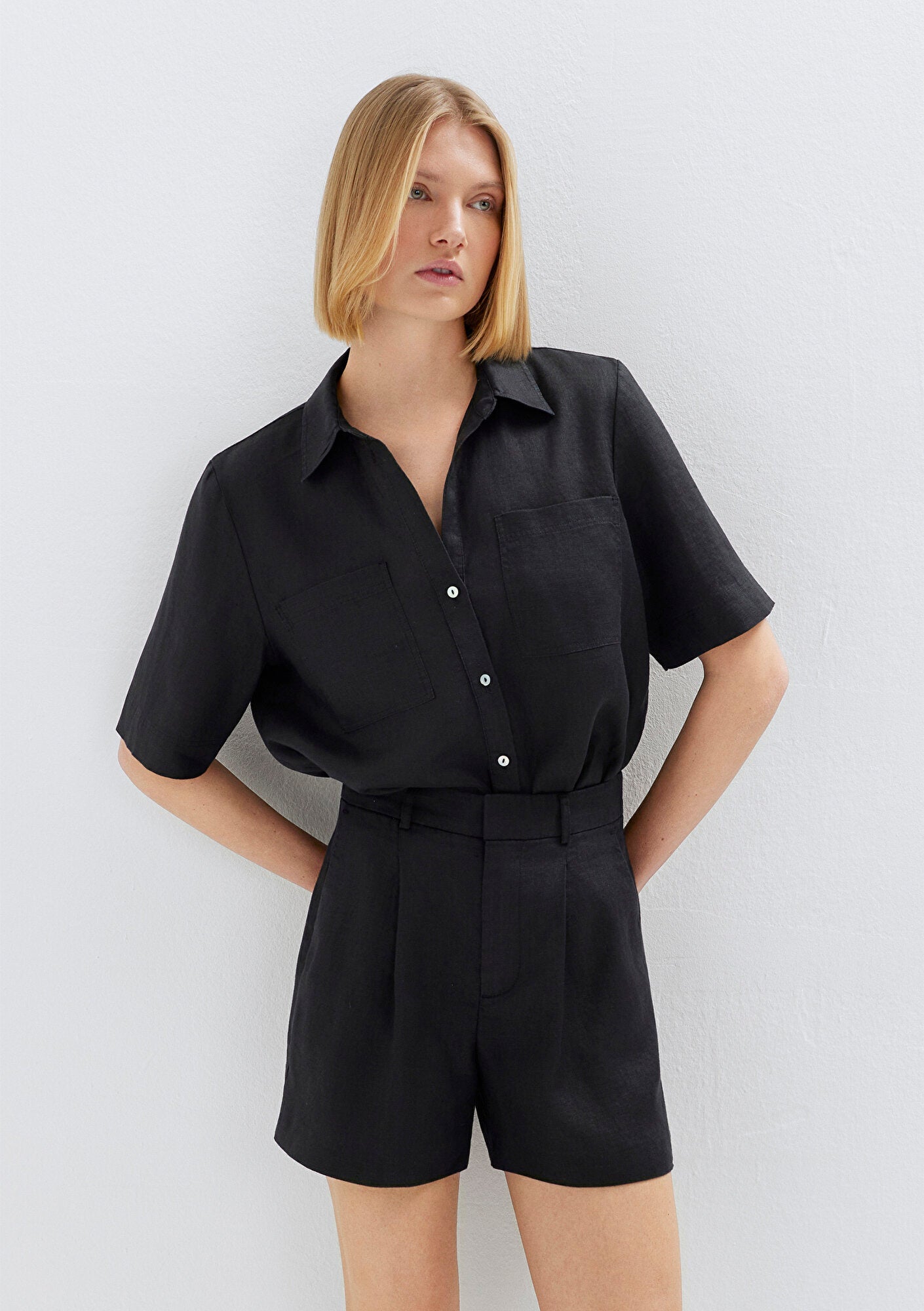 Linen Mix Black Shirt
