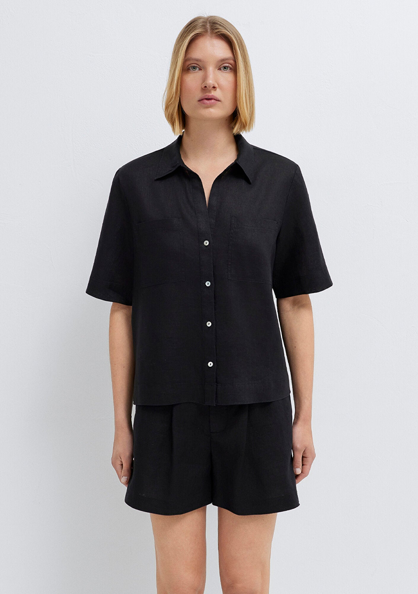 Linen Mix Black Shirt