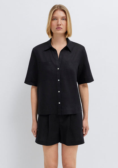 Linen Mix Black Shirt