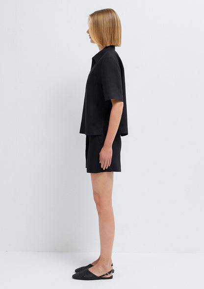 Linen Mix Black Shirt