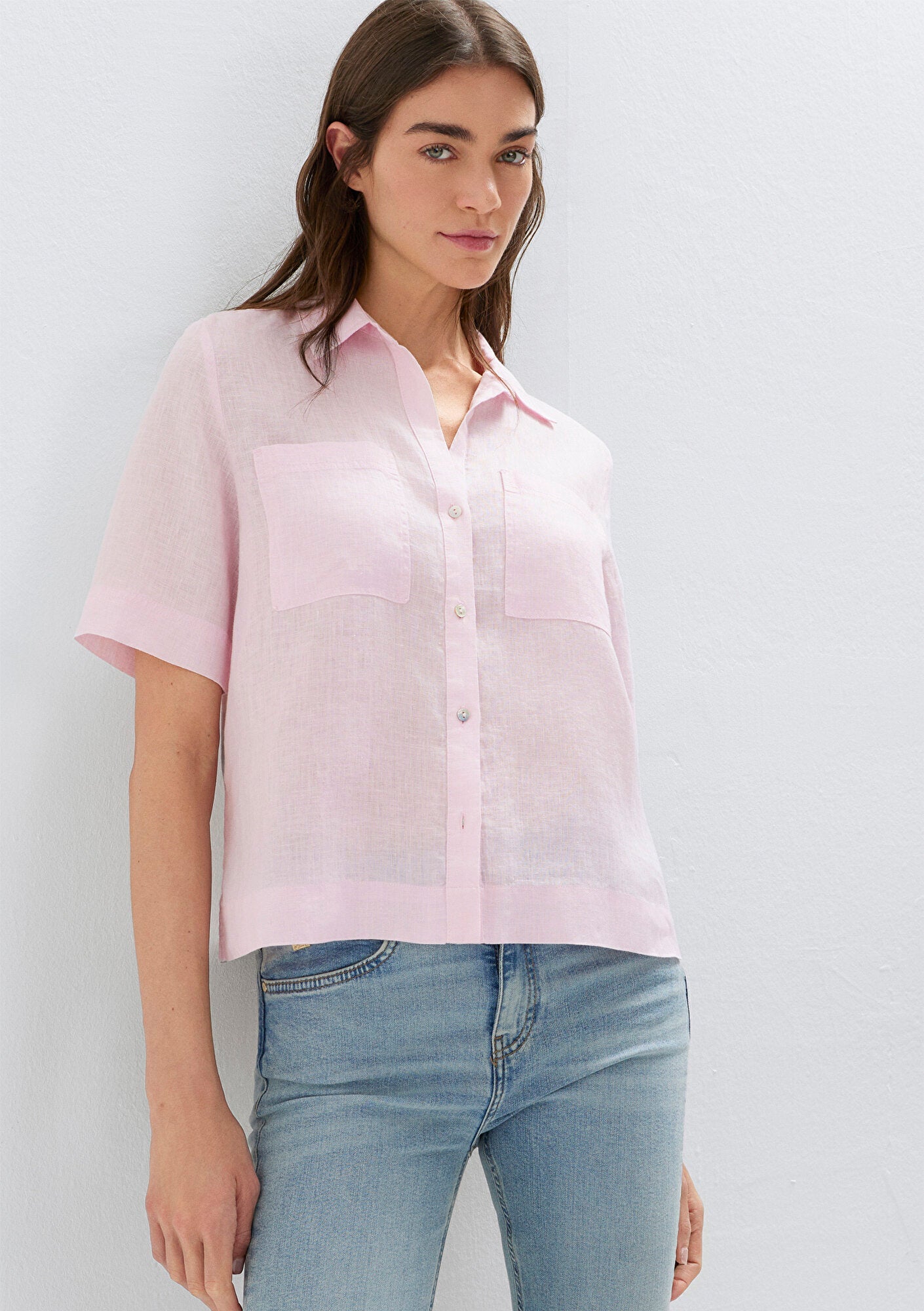 Linen Mix Pink Shirt