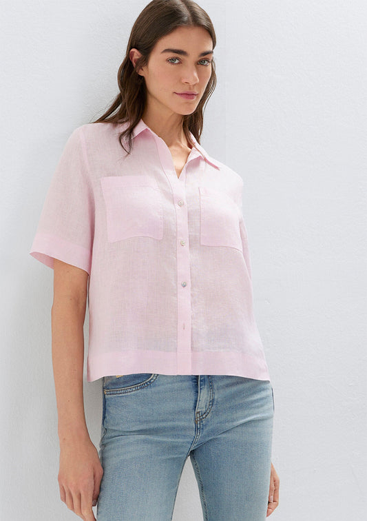 Linen Mix Pink Shirt