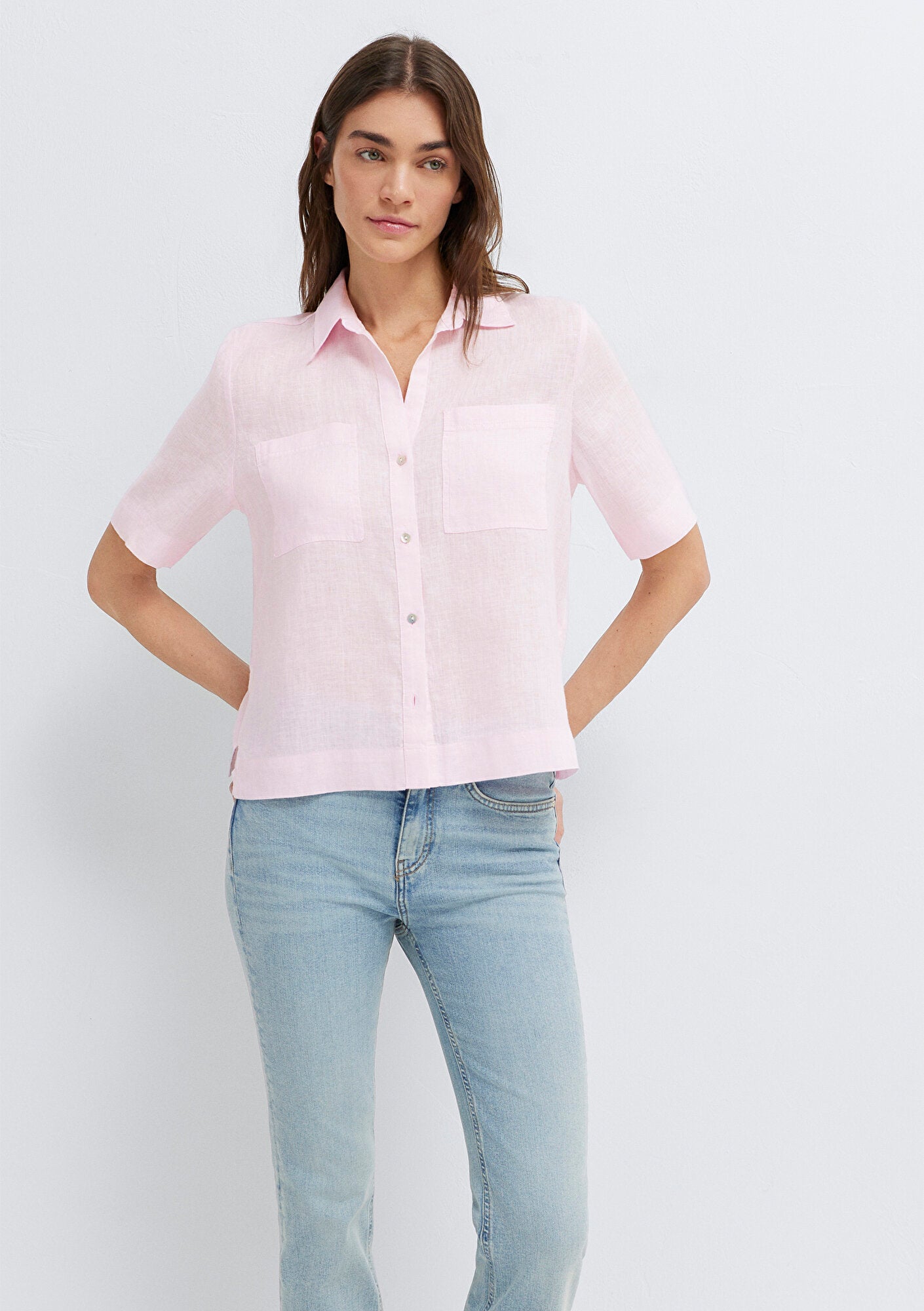 Linen Mix Pink Shirt