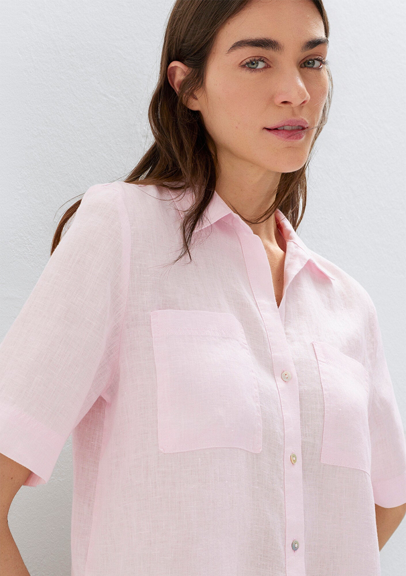 Linen Mix Pink Shirt