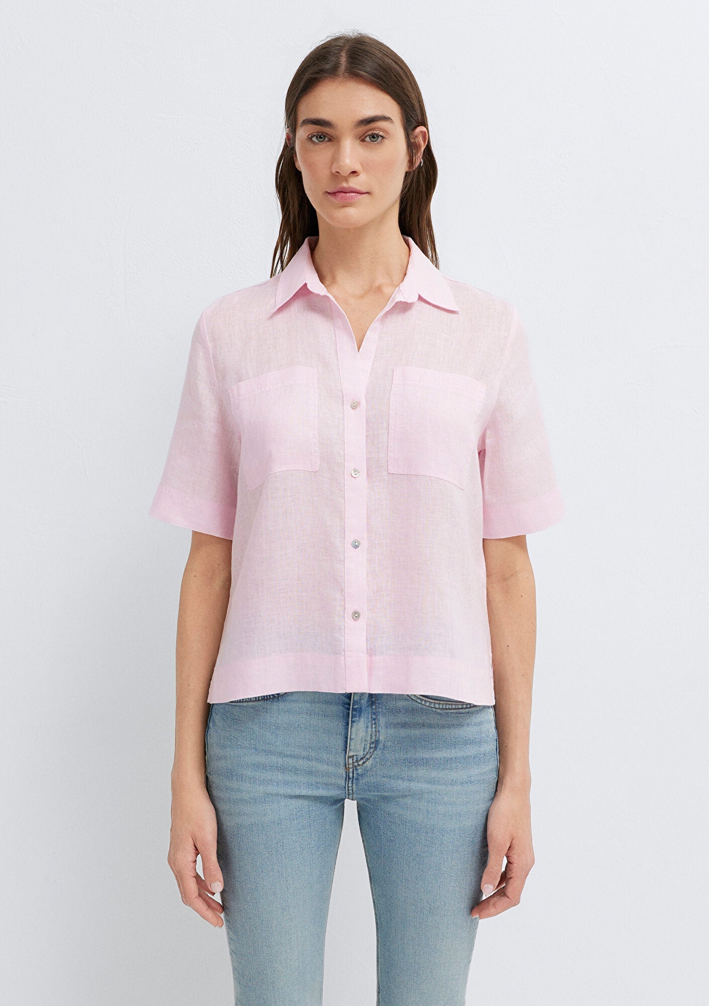 Linen Mix Pink Shirt