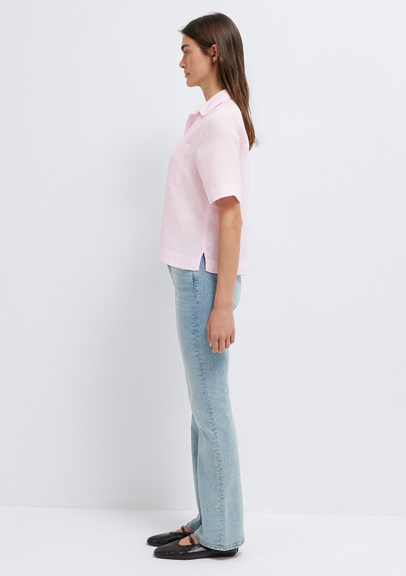 Linen Mix Pink Shirt