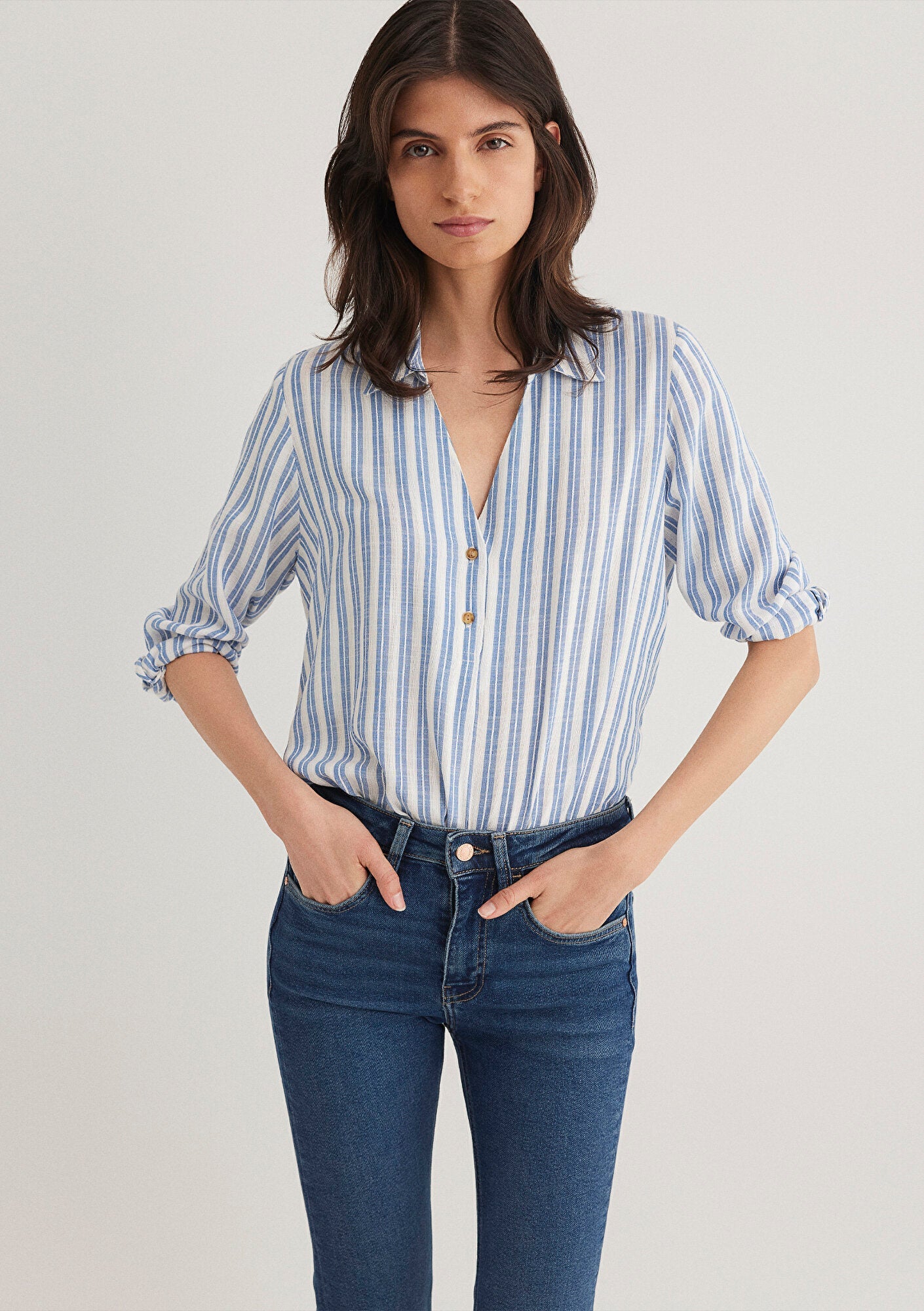 Striped White Blouse
