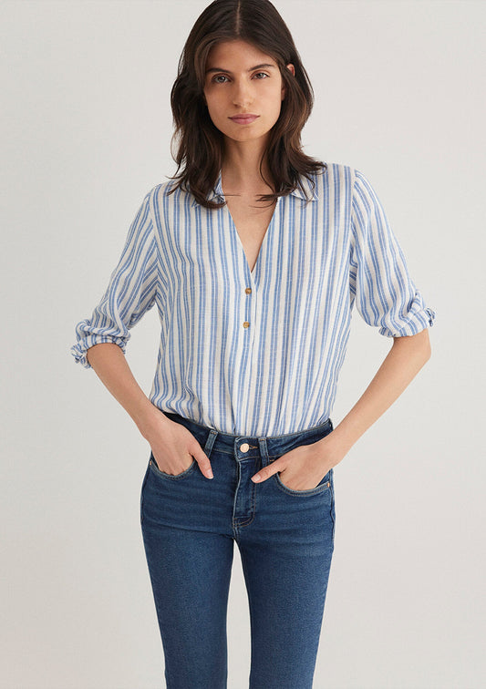 Striped White Blouse