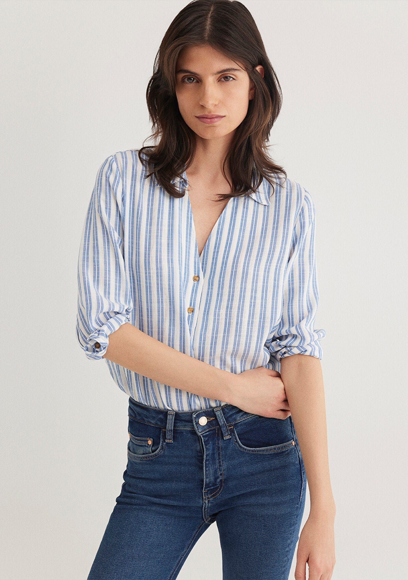 Striped White Blouse