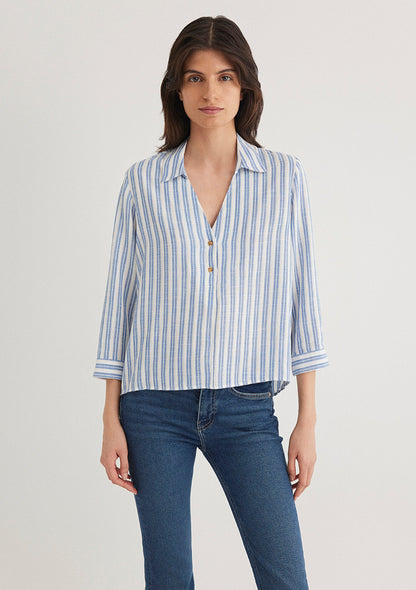 Striped White Blouse