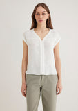 V Neck White Blouse