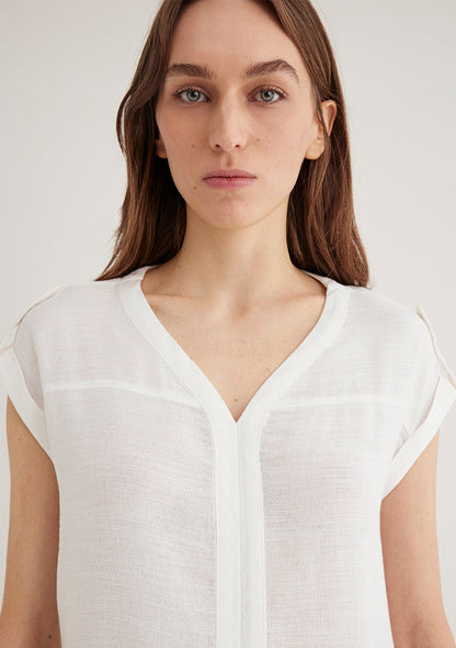 V Neck White Blouse