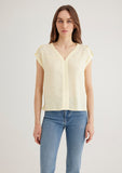 V Neck Yellow Blouse