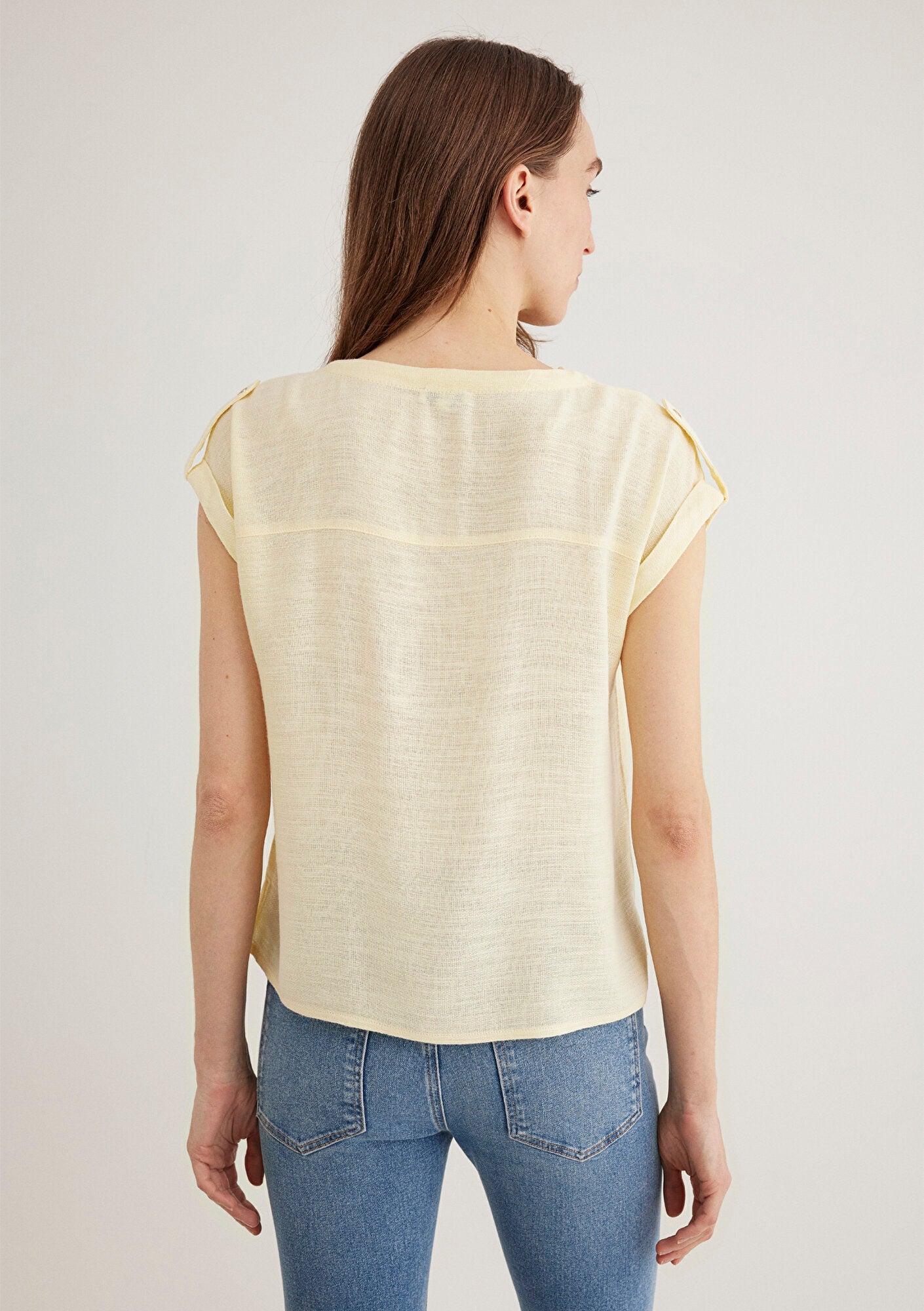 V Neck Yellow Blouse