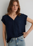 V Neck Navy Blouse
