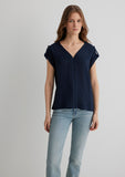 V Neck Navy Blouse