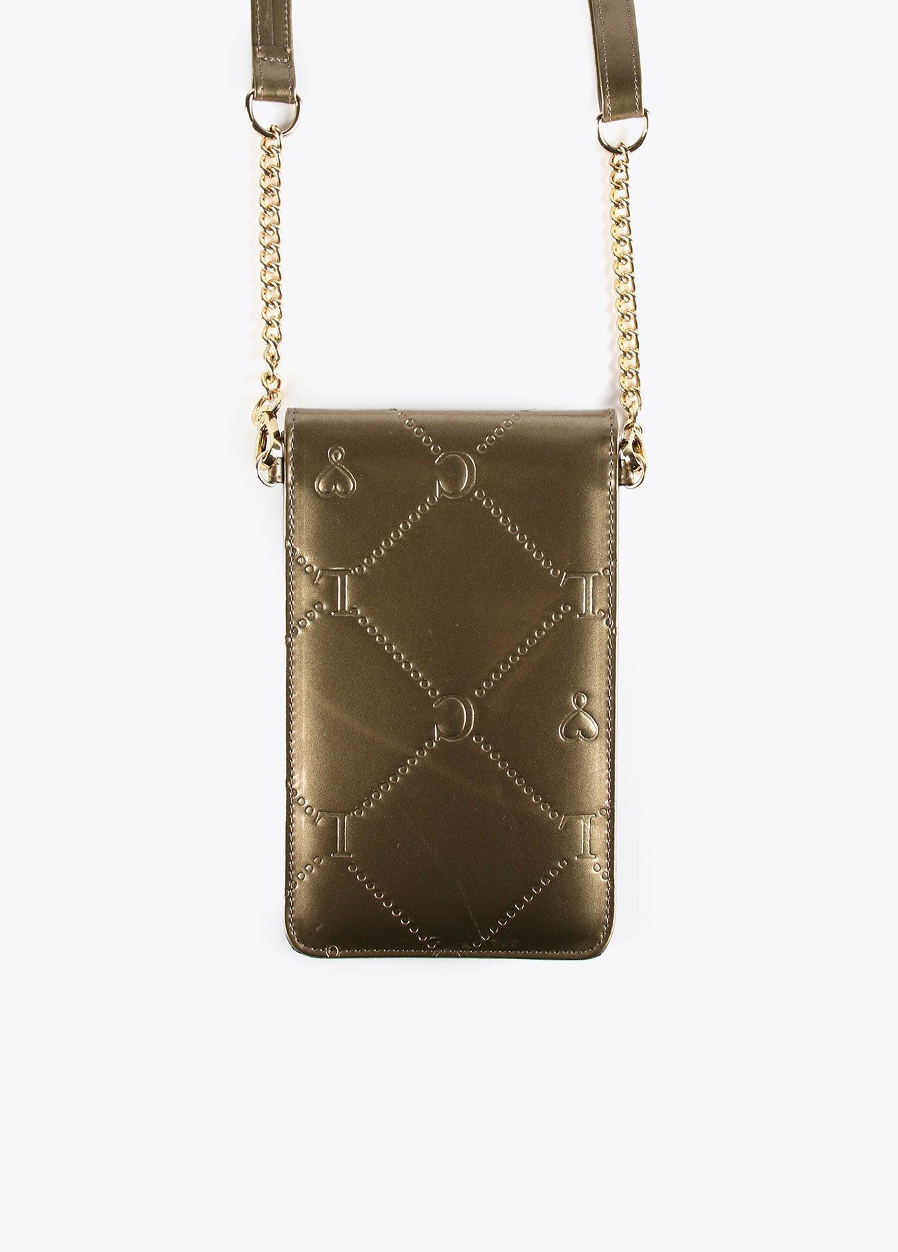 12402004-Mini patent leather mobile phone bag-Golden