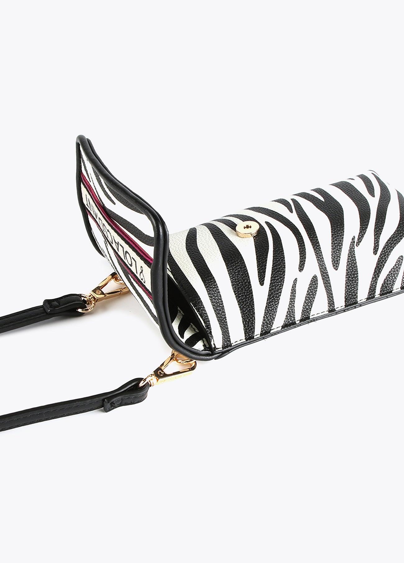 12402005-Zebra print mobile phone bag-White