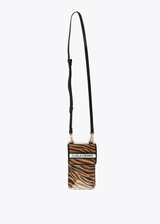 12402005-Zebra print mobile phone bag-Brown