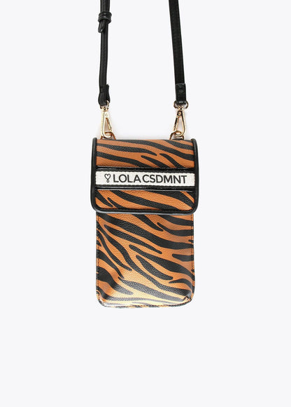 12402005-Zebra print mobile phone bag-Brown