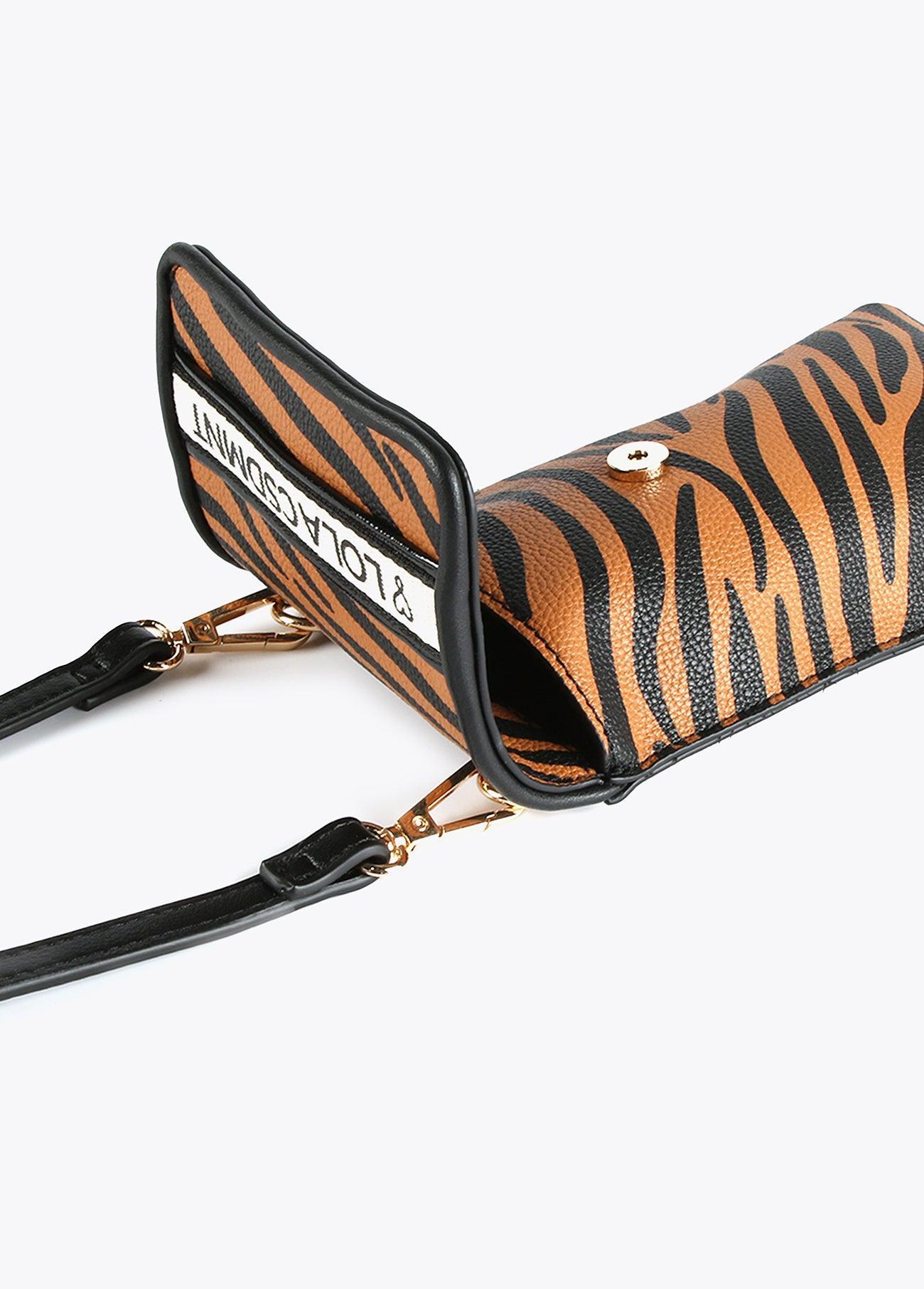 12402005-Zebra print mobile phone bag-Brown