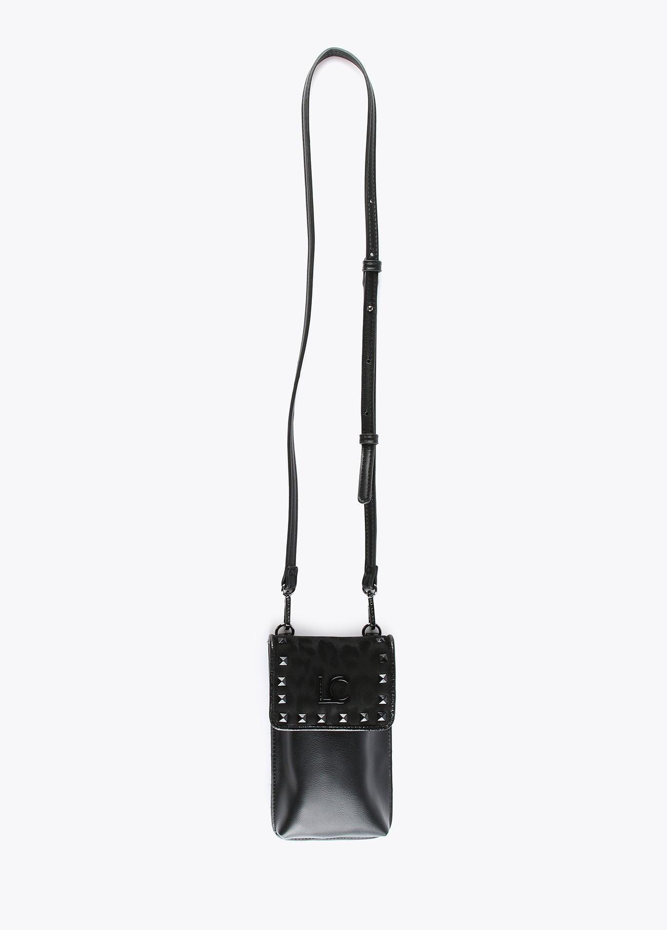 12402006-Neoprene and animal print mobile phone bag-Black