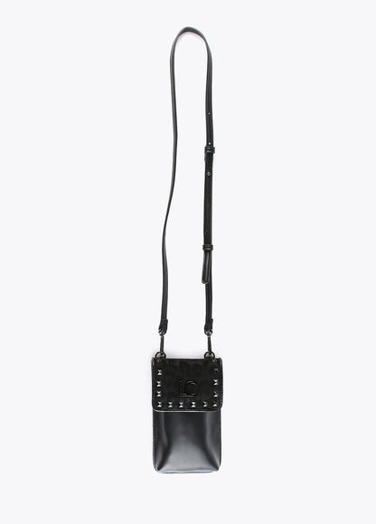12402006-Neoprene and animal print mobile phone bag-Black