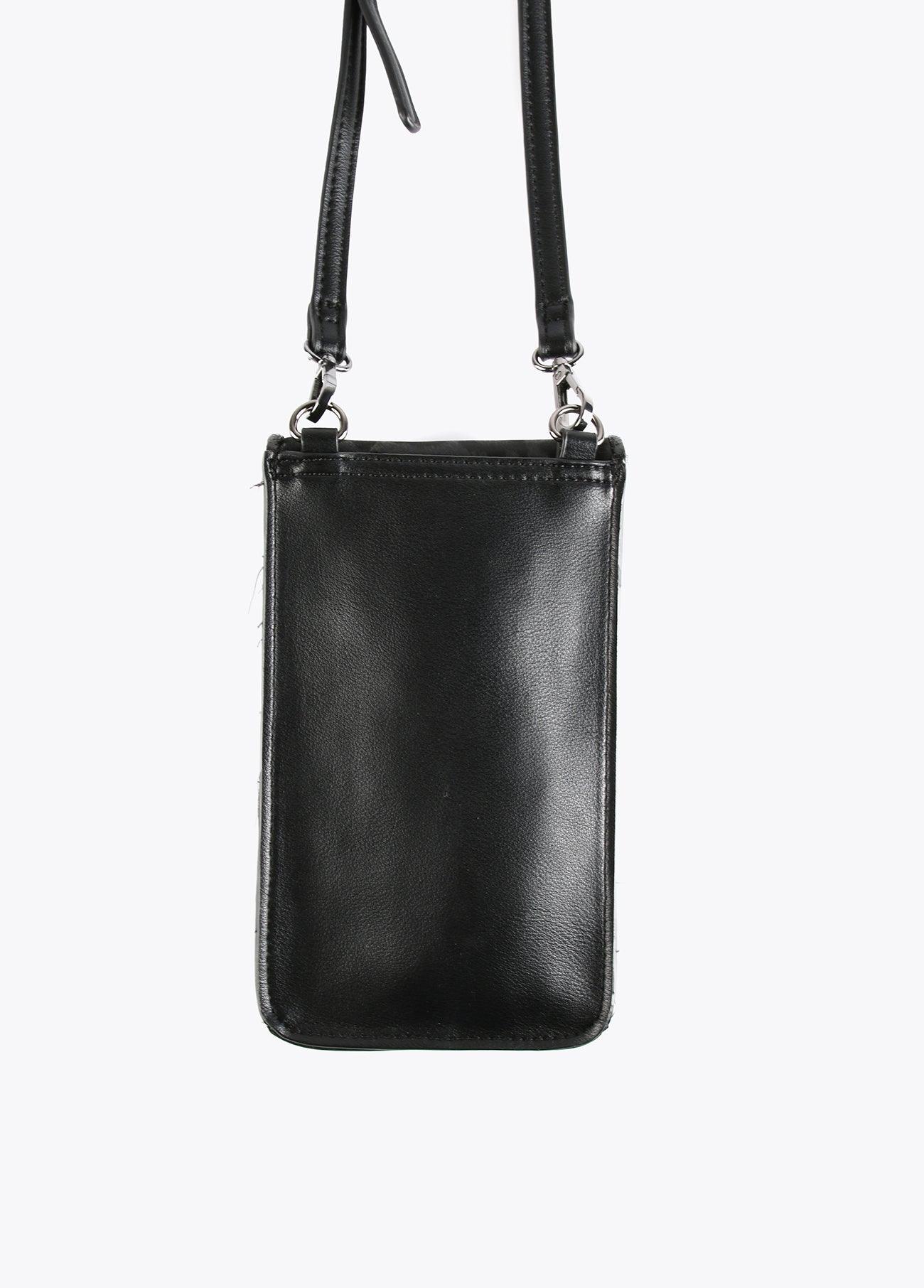 12402006-Neoprene and animal print mobile phone bag-Black