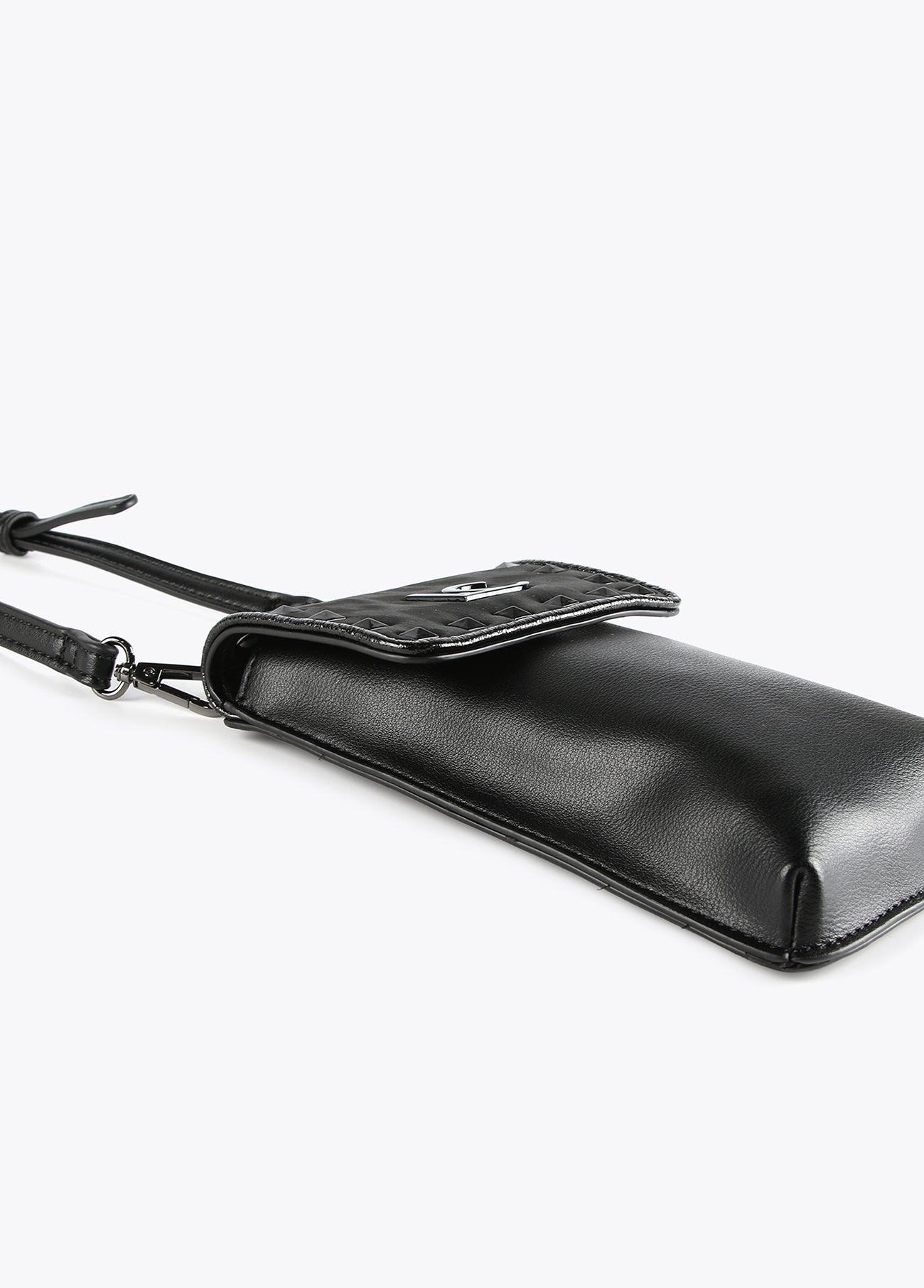 12402006-Neoprene and animal print mobile phone bag-Black