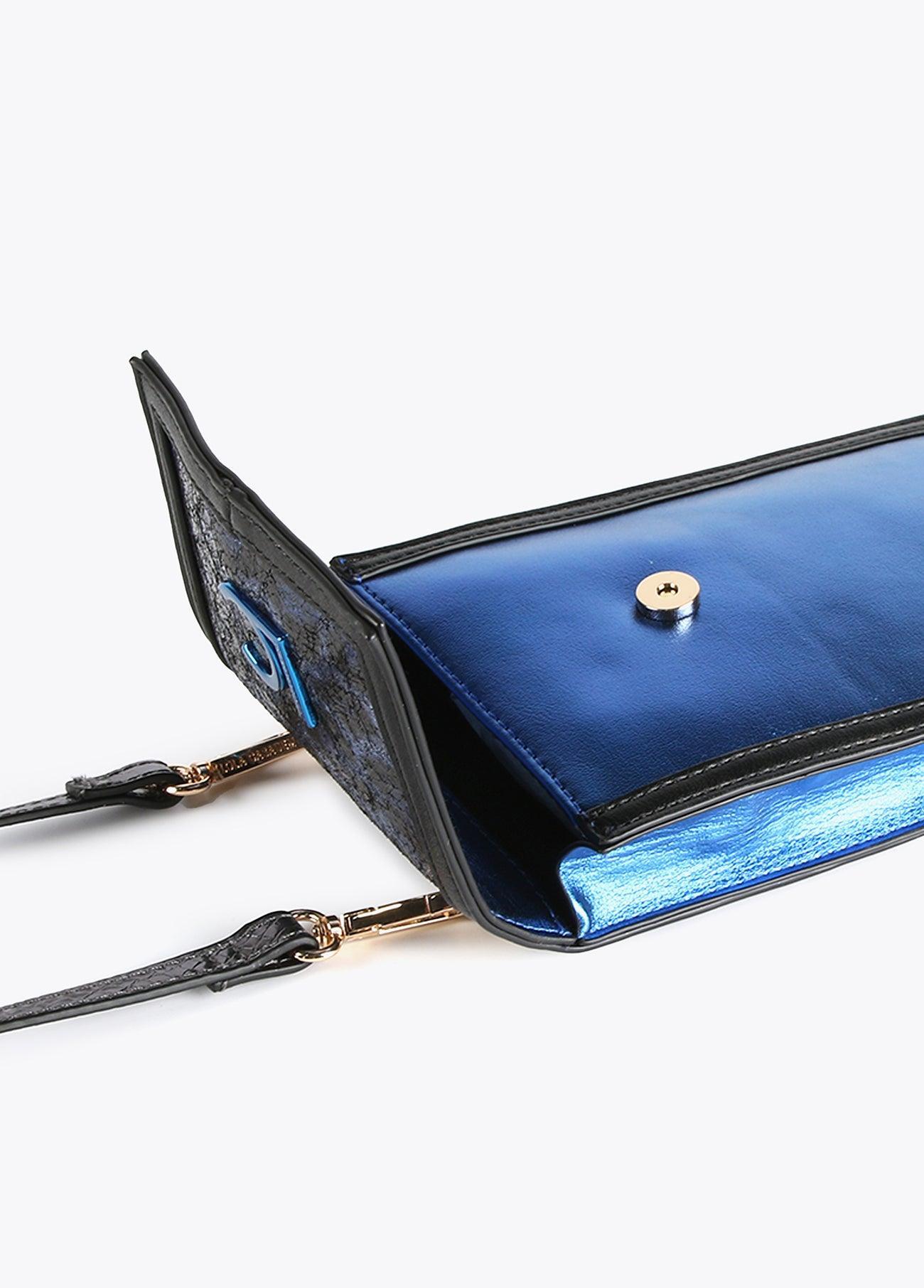 12402007-Mini metallic animal print mobile phone bag-Blue