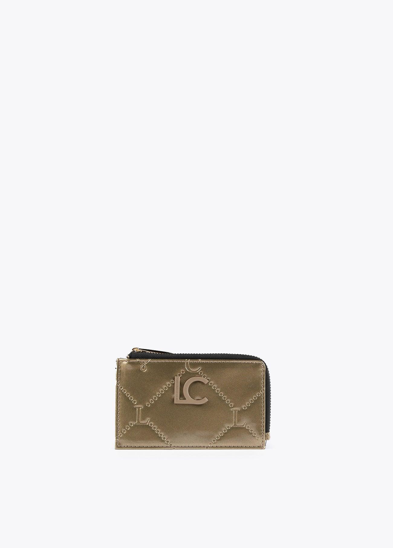 12405007-Patent leather card holder-Golden