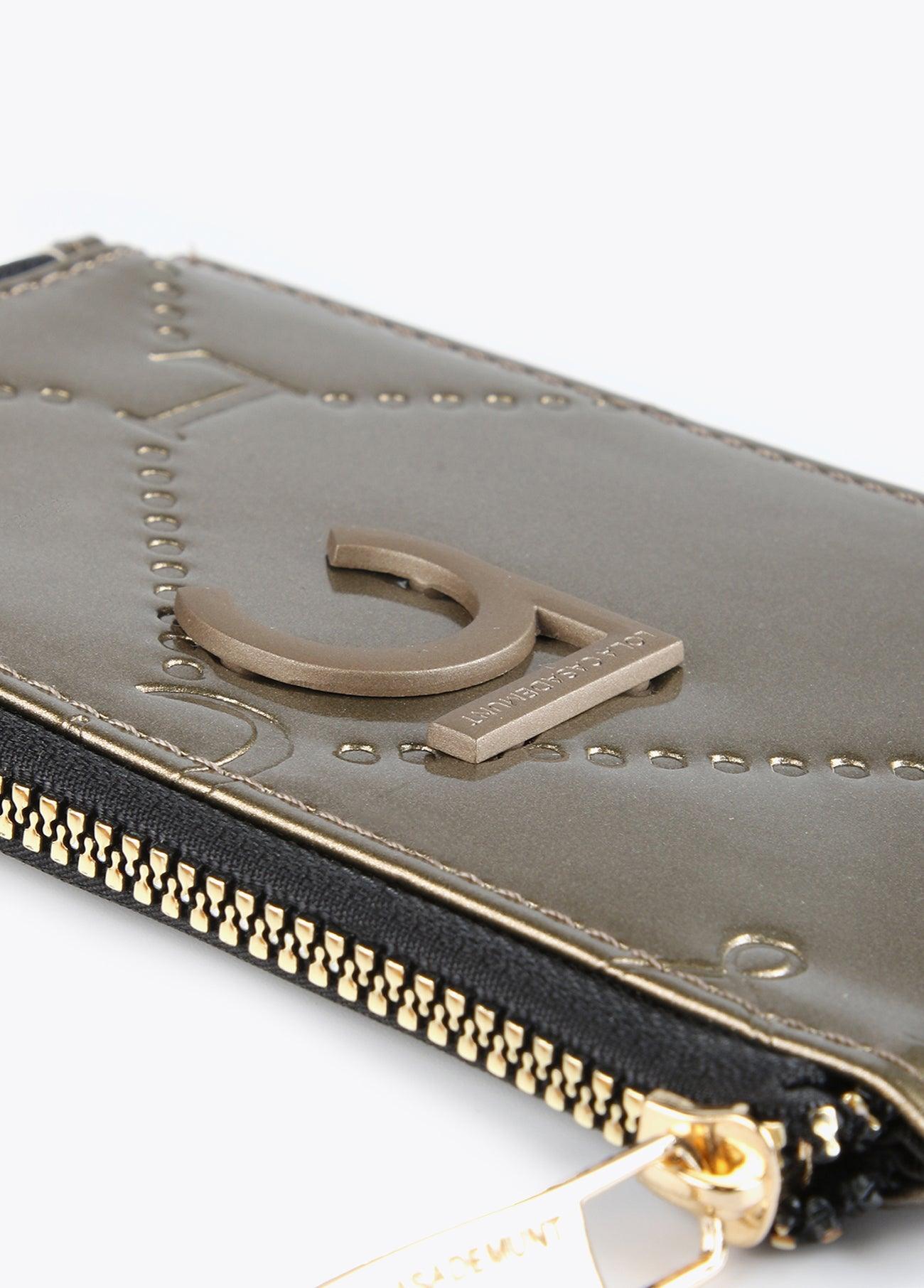 12405007-Patent leather card holder-Golden