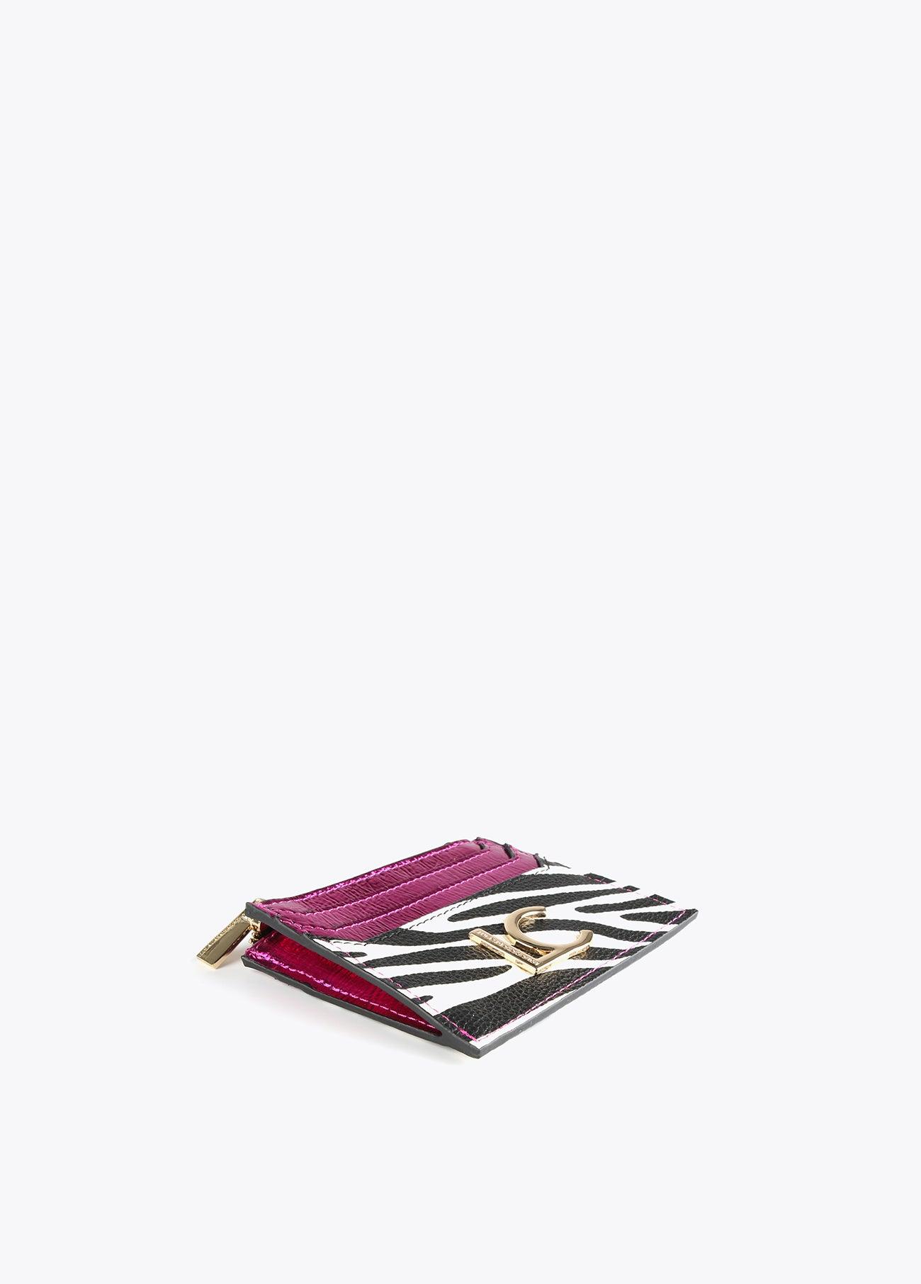 12405012-Zebra print card holder-White