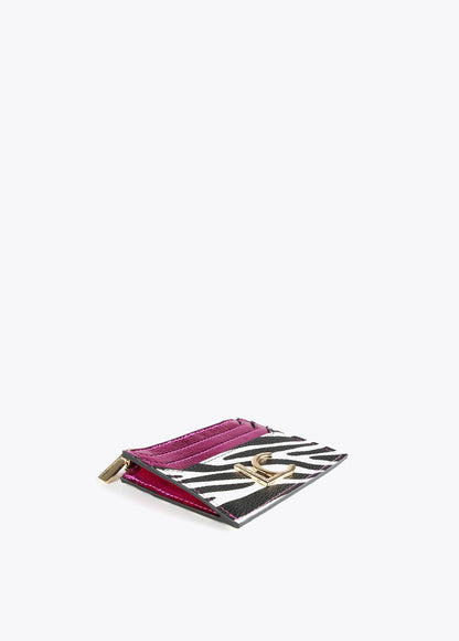 12405012-Zebra print card holder-White