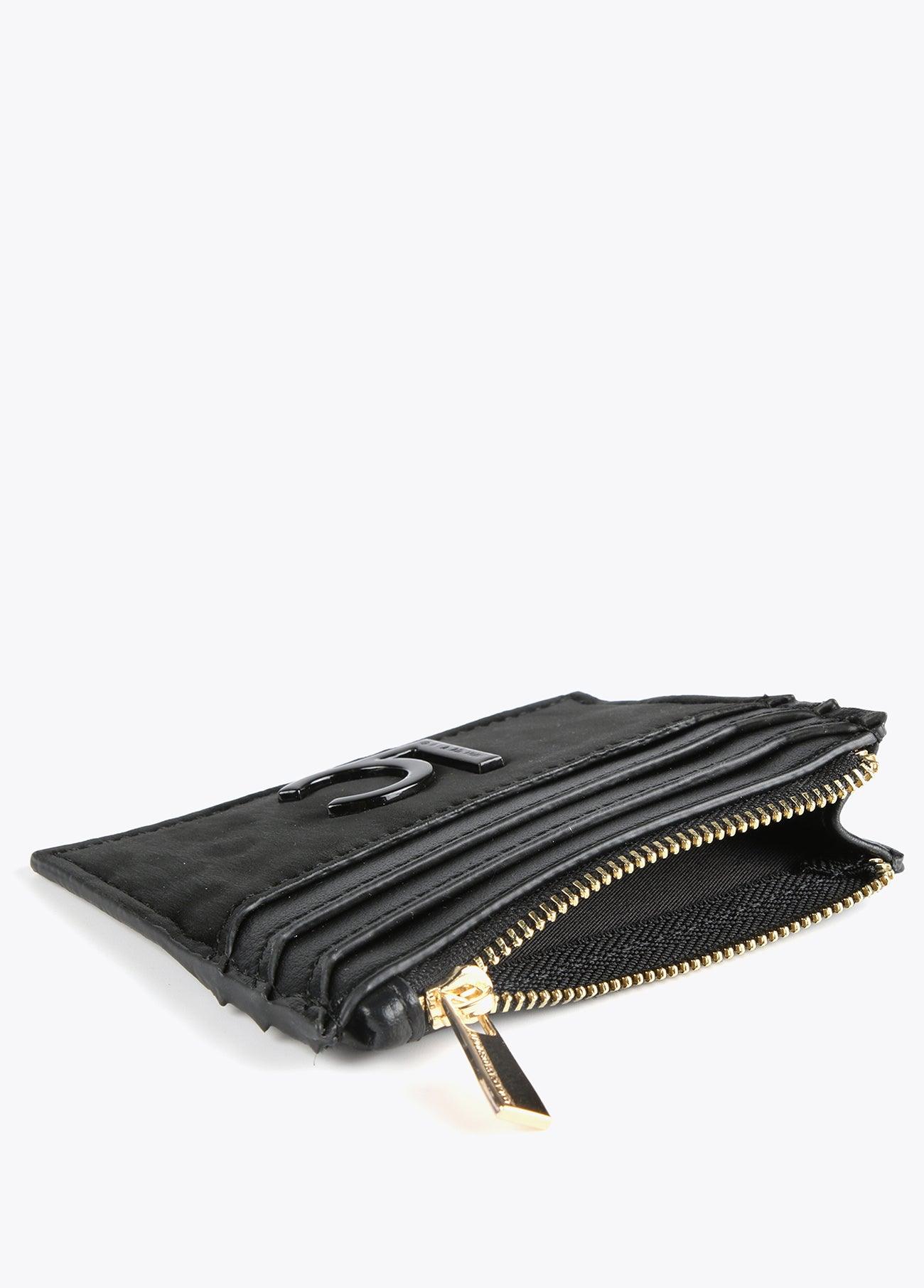 12405015-Neoprene and animal print card holder-Black