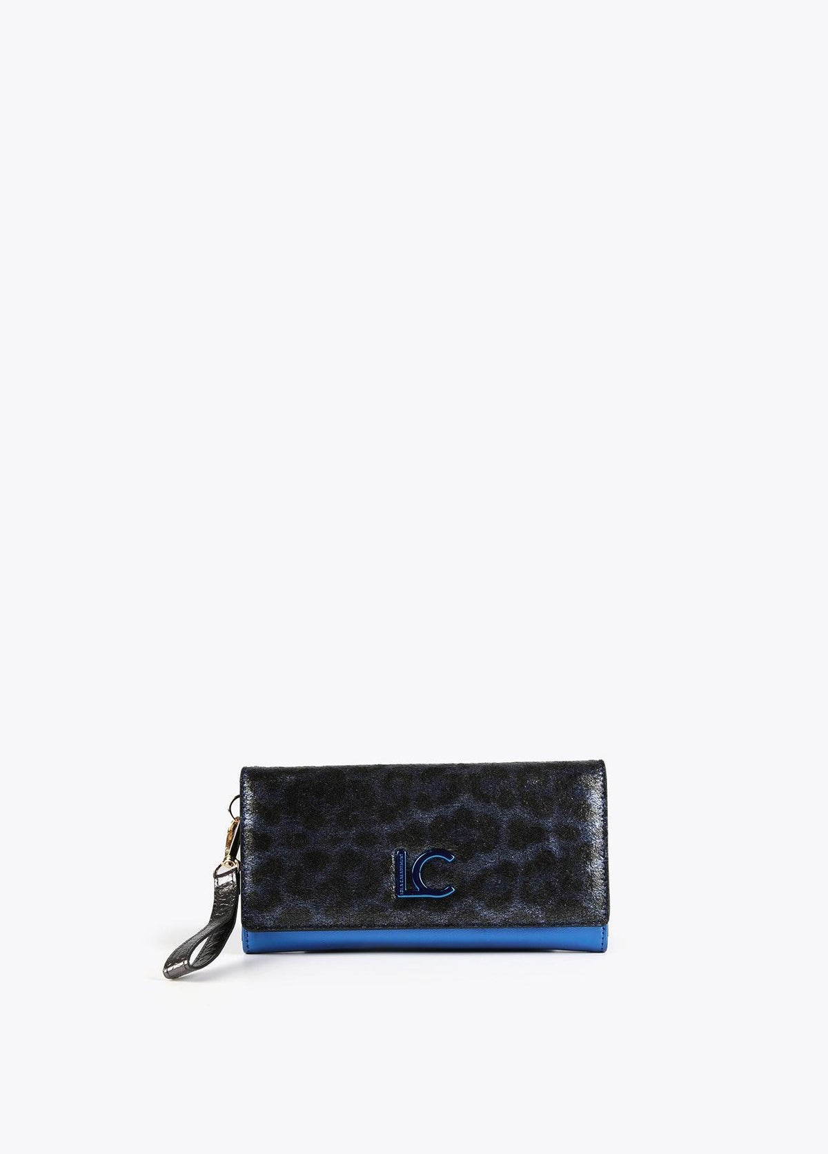 12405016-Metallic animal print wallet-Blue