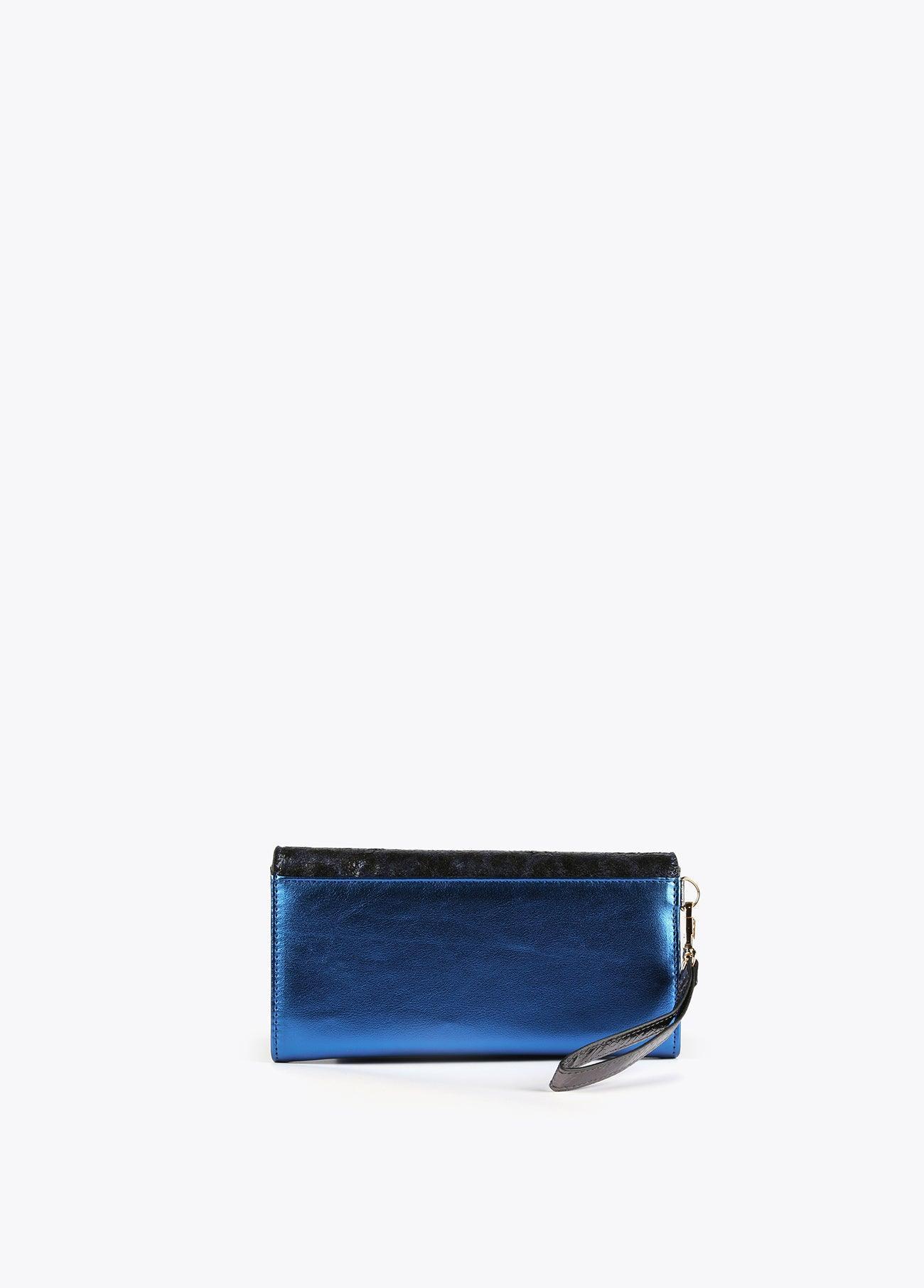 12405016-Metallic animal print wallet-Blue