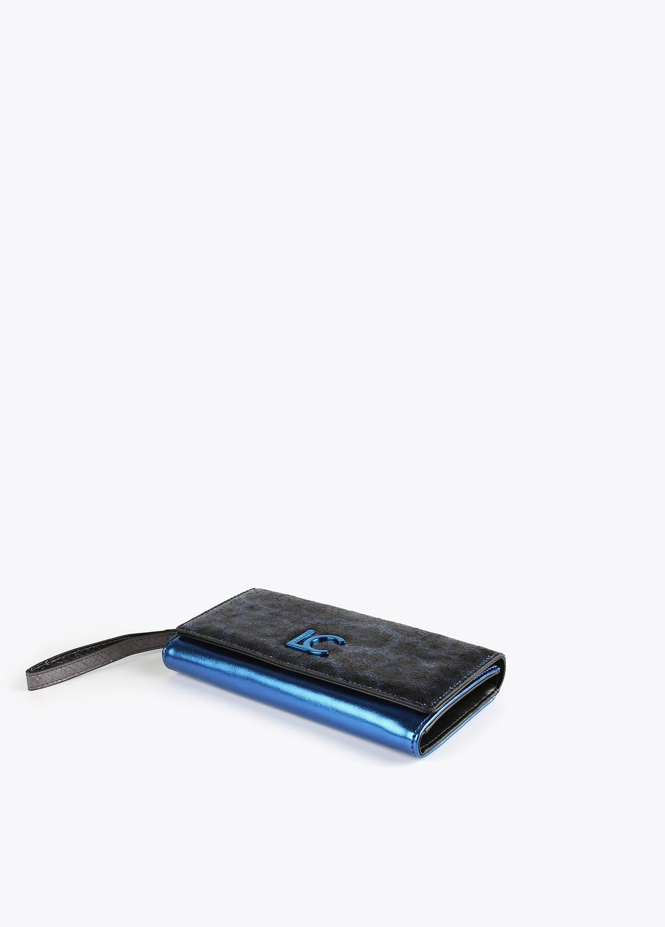 12405016-Metallic animal print wallet-Blue