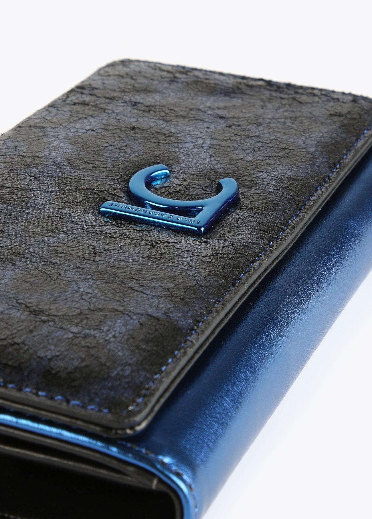 12405016-Metallic animal print wallet-Blue