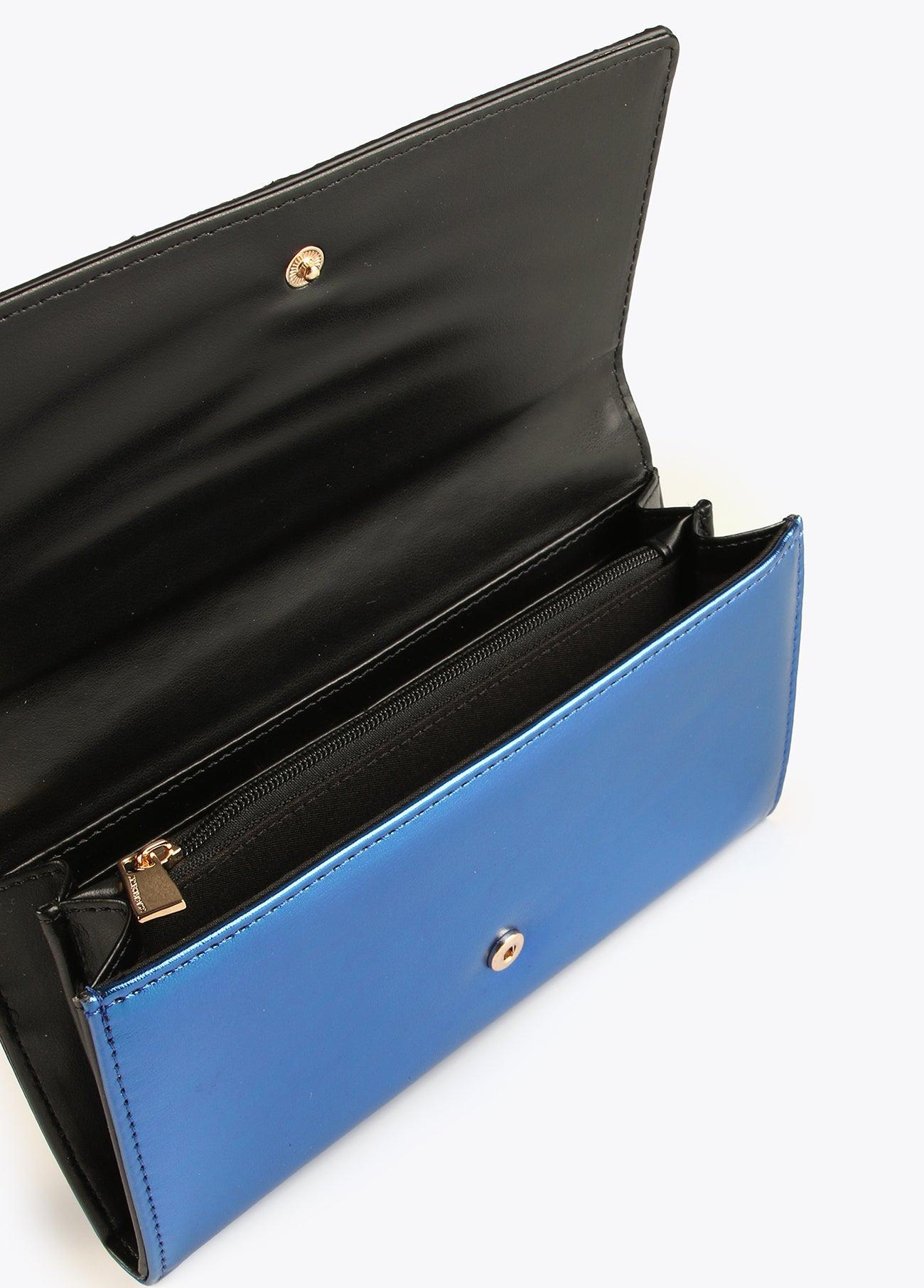 12405016-Metallic animal print wallet-Blue